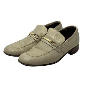 Hanover Imperial Men's 7.5 Cushioned Oxford Loafer Shoes Leather Vintage Cream